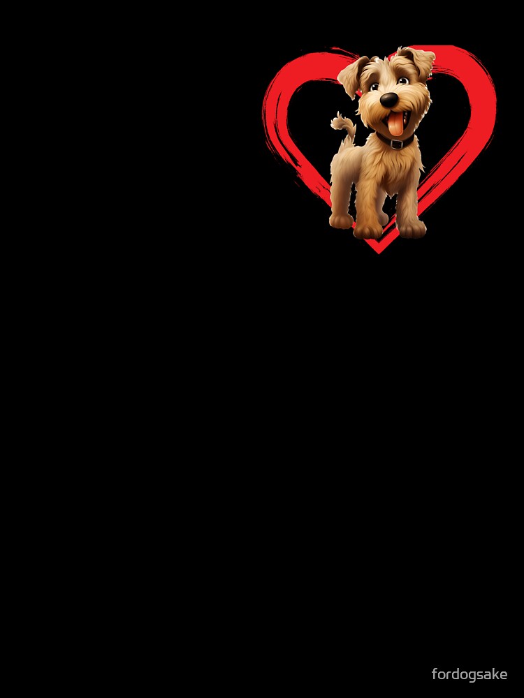Soft Wheaten Terrier Cartoon in Love Heart swoosh by For Dog Sake!®
