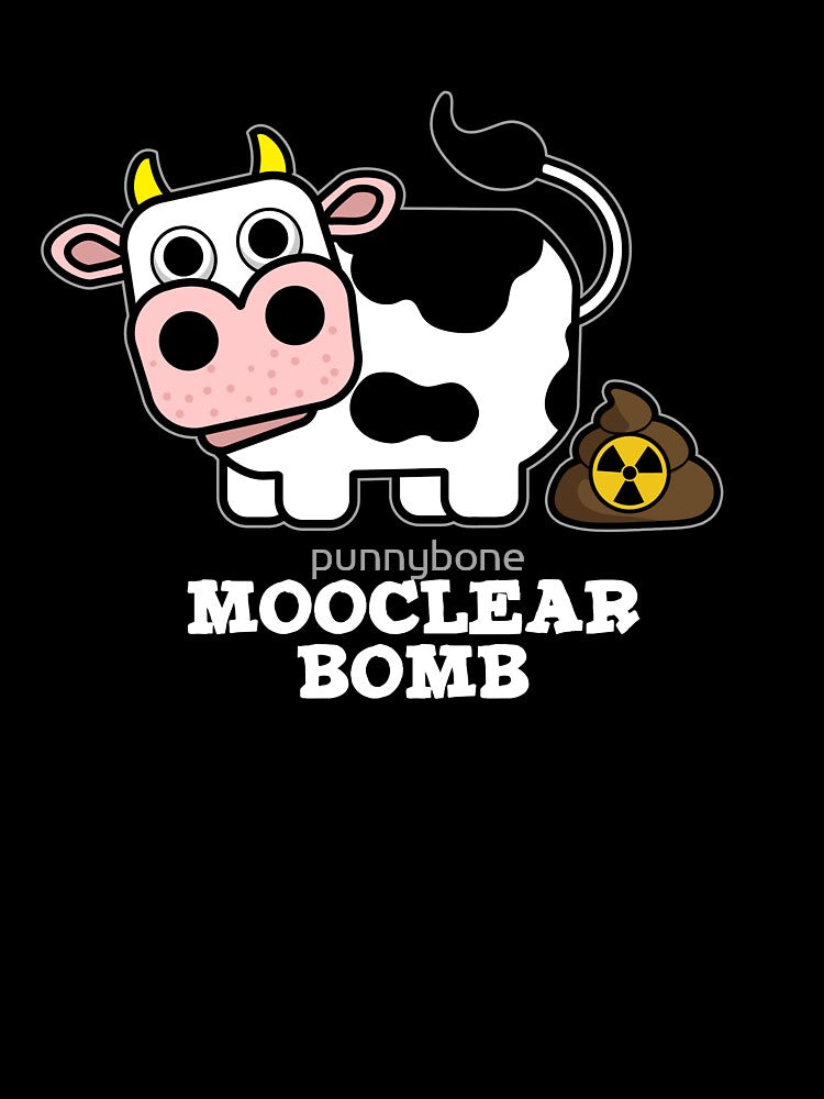 Mooclear Bomb Funny Cow Pun (Dark BG) by punnybone