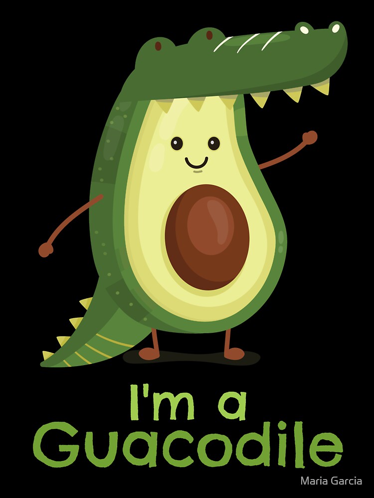 Cute Avocado Guacamole Crocodile Guacodile by Maria Garcia