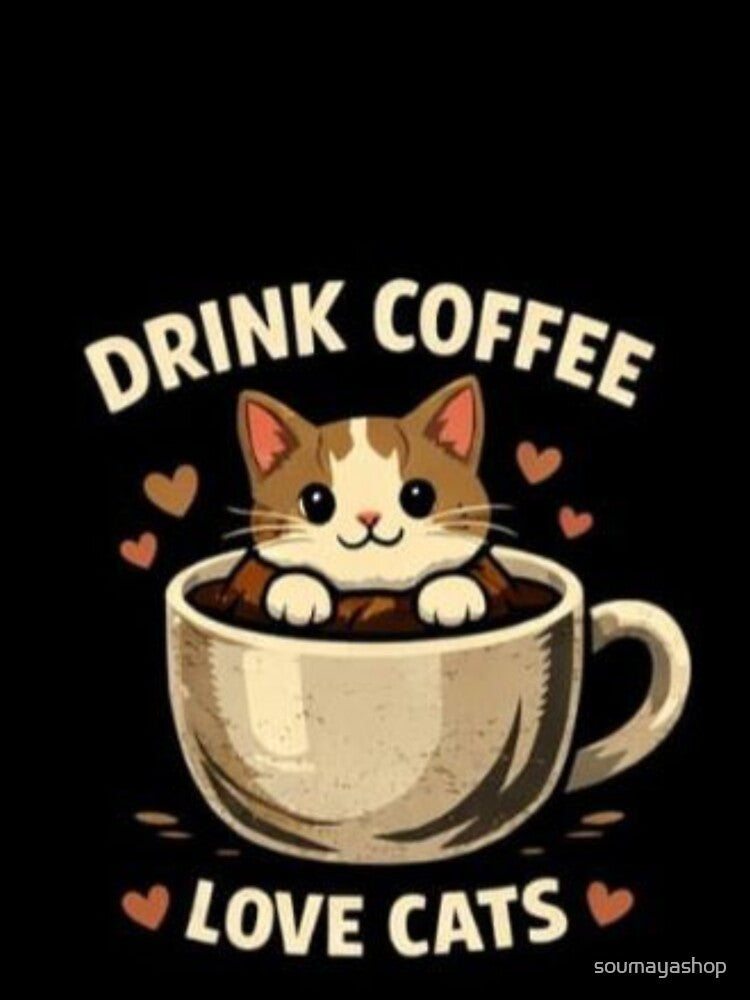 Drink Coffee Love Cats Cute Cat Design. by soumayashop