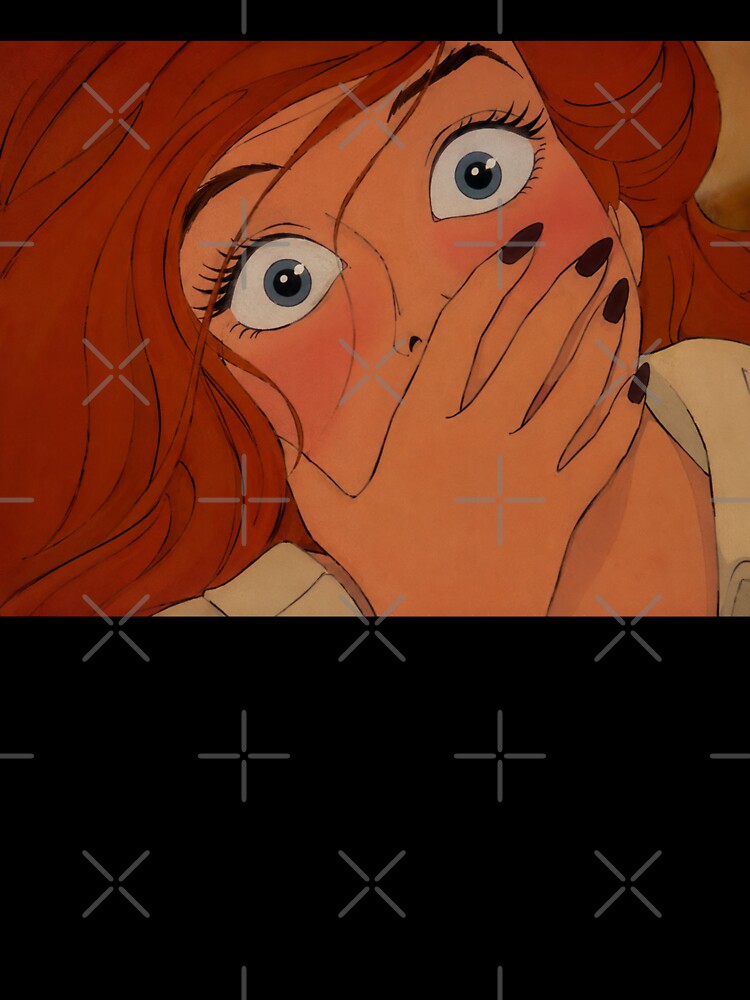 Redhead Shock Reaction – Retro Anime Expression Art by  Hollow Moon Studios.
