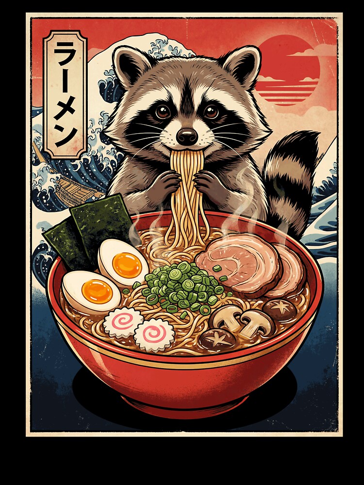 Vintage Raccoon Ramen Japanese Kawaii Anime Animal Lover by TerryConnells