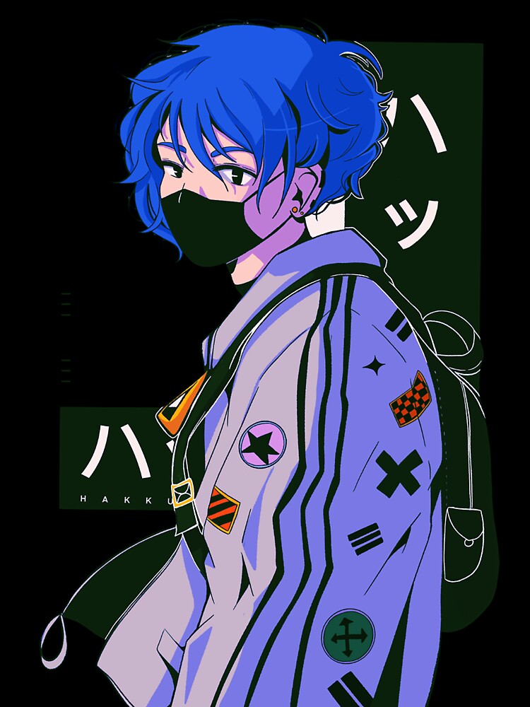 Masked Blue Hair Boy by laura-lins-lab