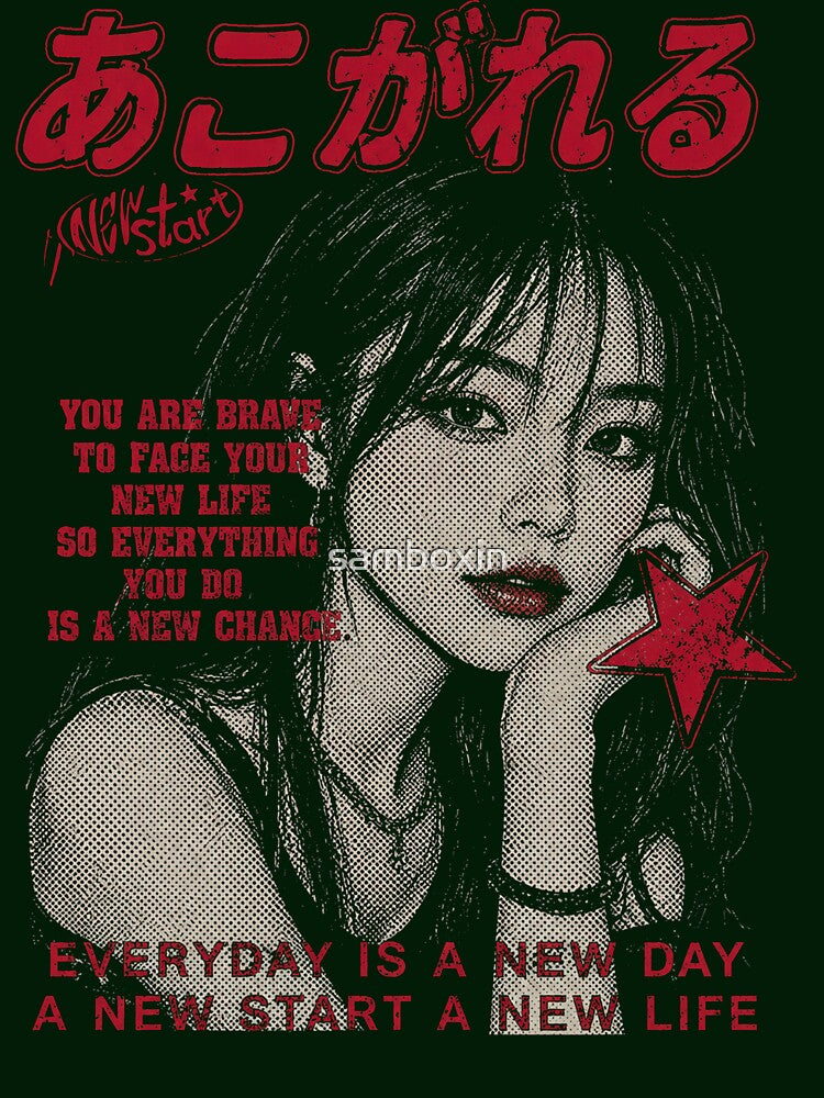 Y2K Anime Girl Vintage Streetwear T-Shirt | New Start Aesthetic Graphic Tee by samboxin