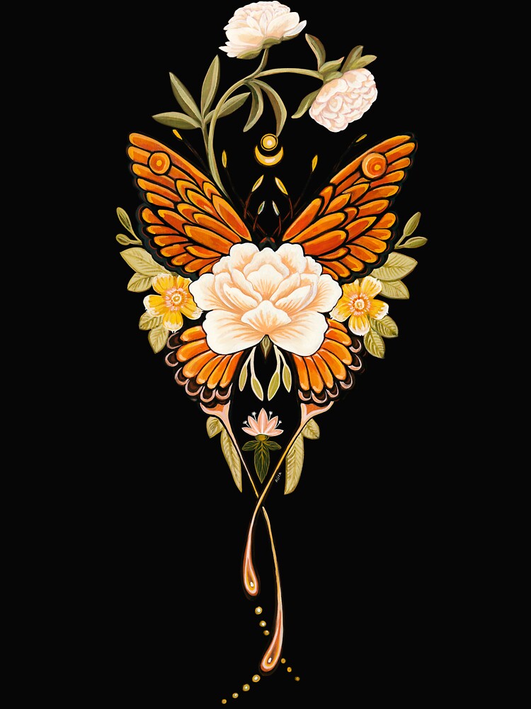 Tattoo Butterfly Peonies by Ruta