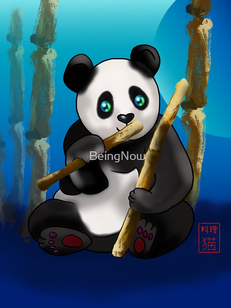 cartoon panda with bamboo by BeingNow