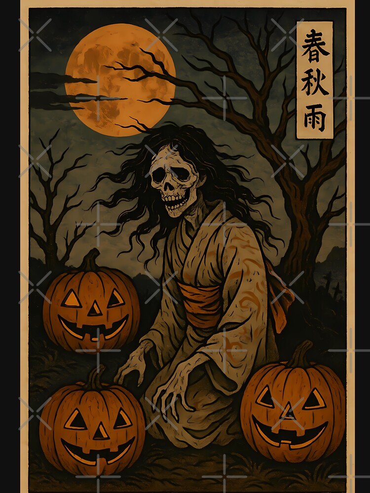 Haunted Samurai Spirit – Vintage Japanese Horror Halloween Art by Aurora Prints