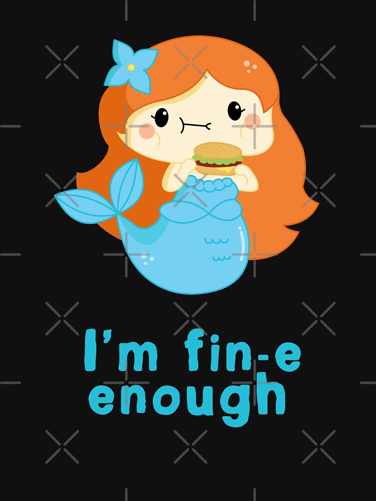 Hungry mermaid with burger kawaii design by high5doodle
