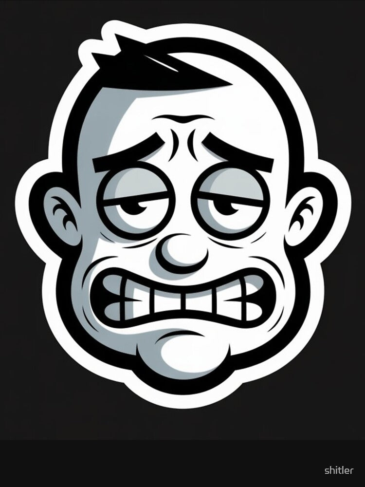 Dark Aesthetic Sad Smile Cartoon Sticker | Minimal Mental Health Art by shitler
