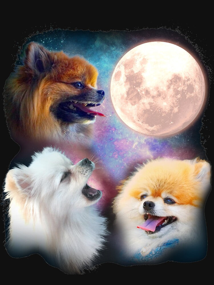 Pomeranian Dogs Howling Moon - Wolves by PrintaPup