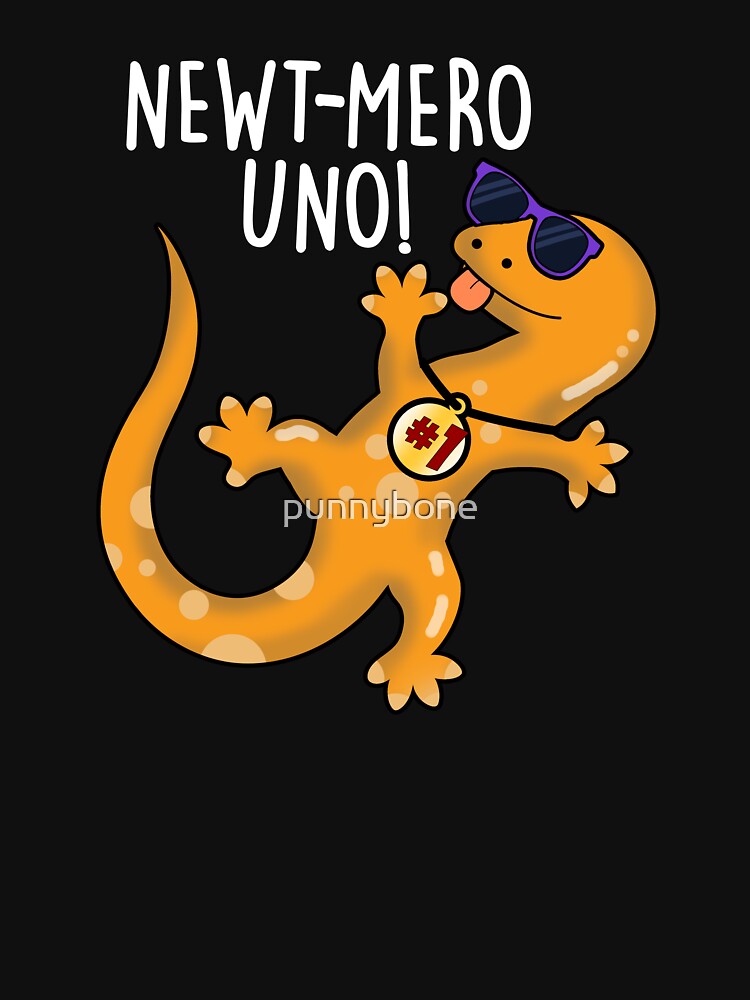 Newt-mero Uno Funny Newt Pun (Dark BG) by punnybone