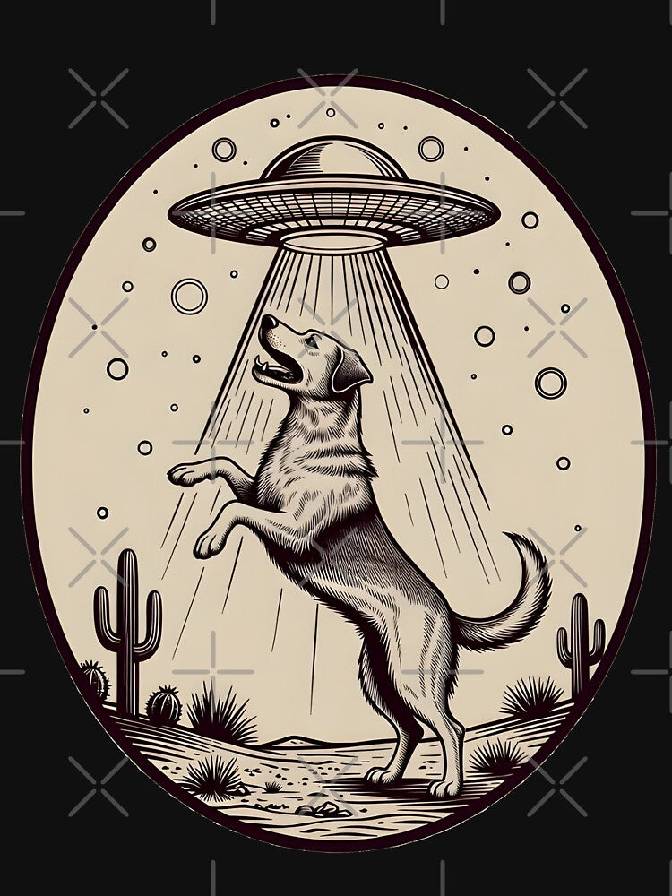 Desert Dog Abduction UFO Illustration by Clauxel
