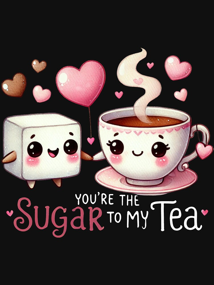 Sugar to My Tea food pun valentines day tee by BandiJacksonArt