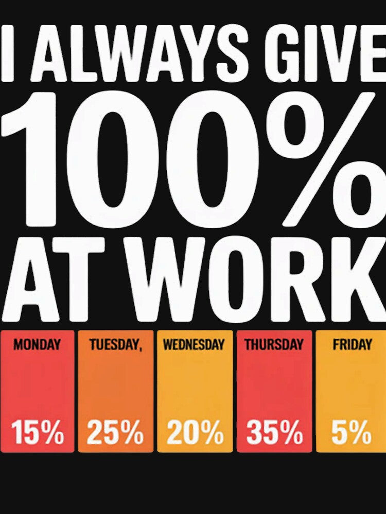 Funny Work Week 100 Percent Effort Humor Office by Vastingan
