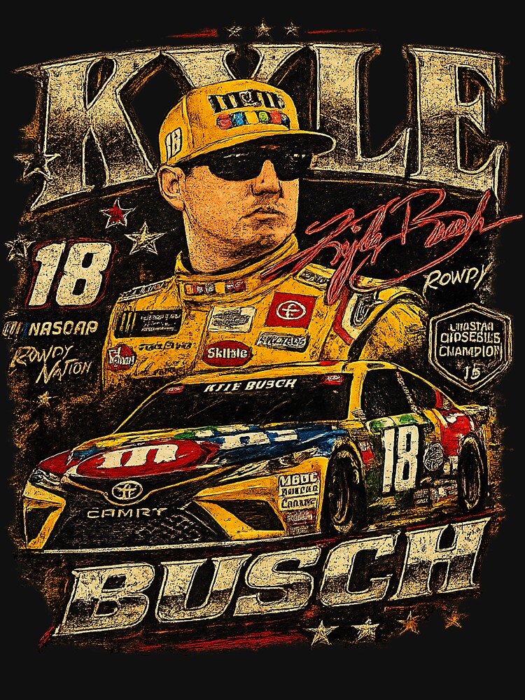 Vintage Kyle Busch ,18 Racing Rowdy Busch Vintage Style by FreshHub9