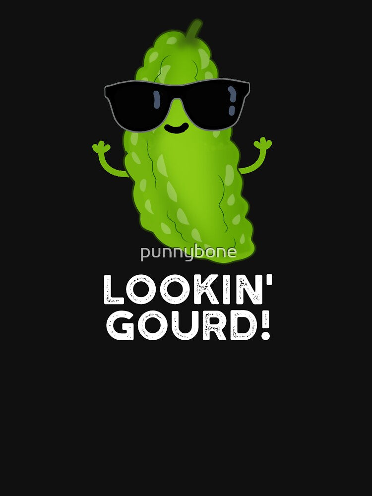 Looking Gourd Funny Cool Veggie Pun (Dark BG) by punnybone
