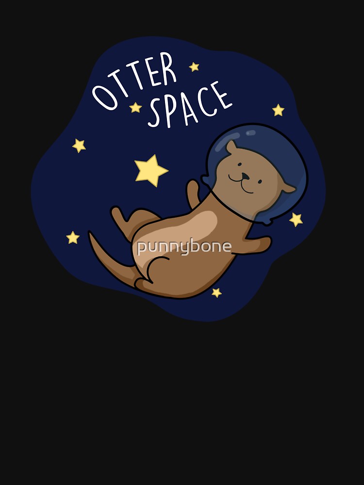 Otter Space Funny Astronaut Funny Animal Pun (Dark BG) by punnybone