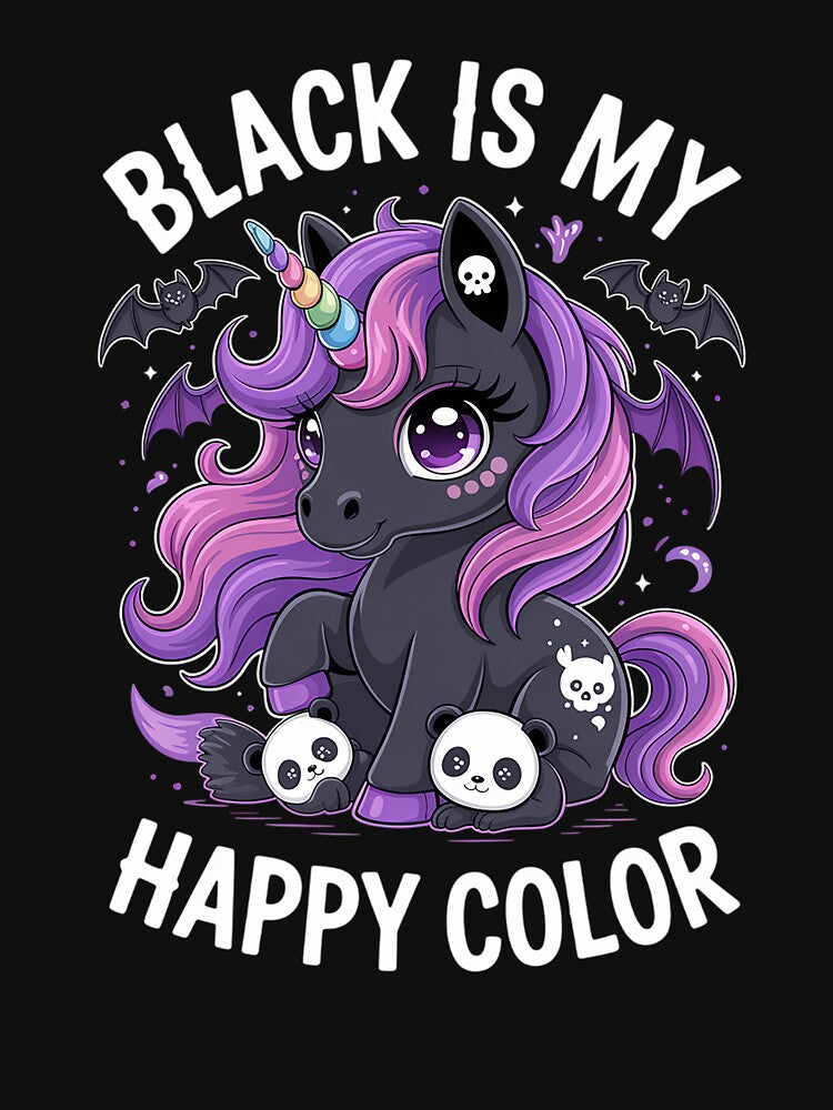 Goth Girl Black is My Happy Color Gothic Unicorn Emo by FortuneFull