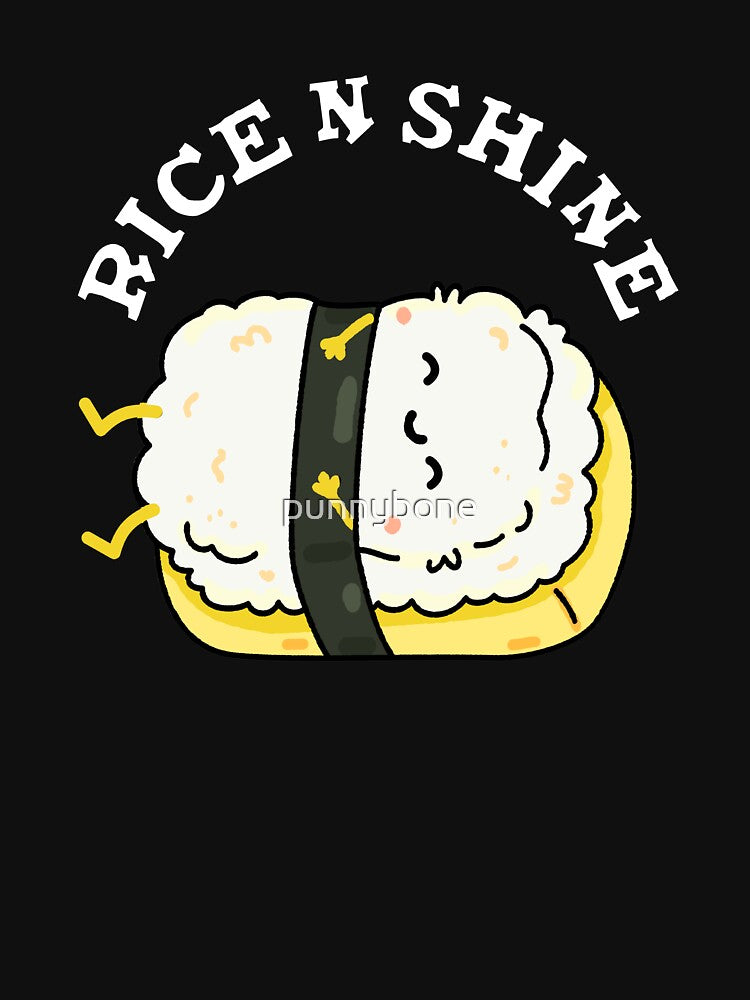 Rise And Shine Funny Sushi Pun (Dark BG) by punnybone