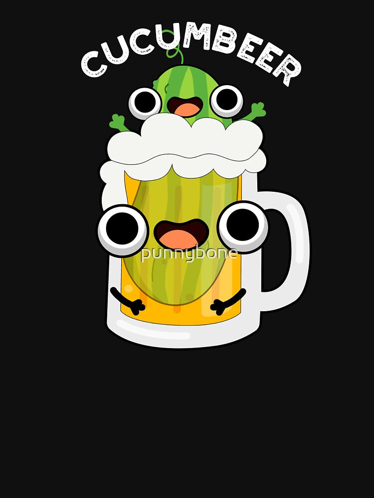 Cucum-beer Funny Beer Pun (Dark BG) by punnybone