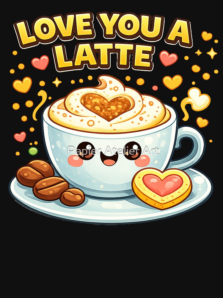 Love You A Latte Cute Coffee Pun by Papier Atelier Art