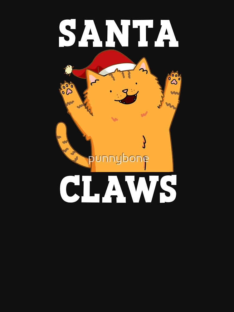 Santa Claws Funny Christmas Cat Pun   (Dark BG) by punnybone