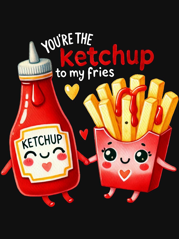 You are the Ketchup to my Fries food pun valentines day tee by BandiJacksonArt
