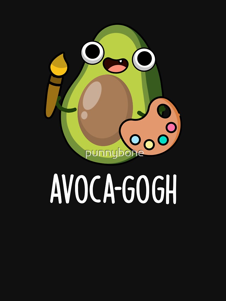 Avoca-gogh Funny Avocado Artist Pun (Dark BG) by punnybone