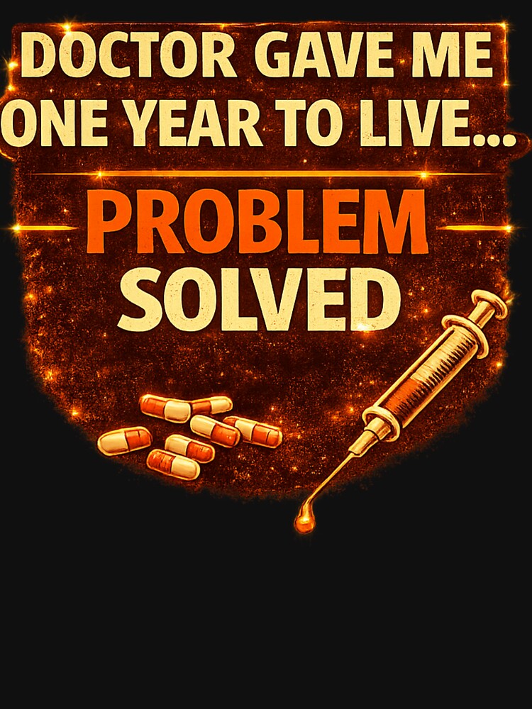Doctor Gave Me One Year To Live - Problem Solved Dark Humor Design by WhyNotZuK
