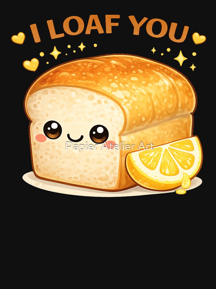 I Loaf You Cute Bread Pun Shirt by Papier Atelier Art