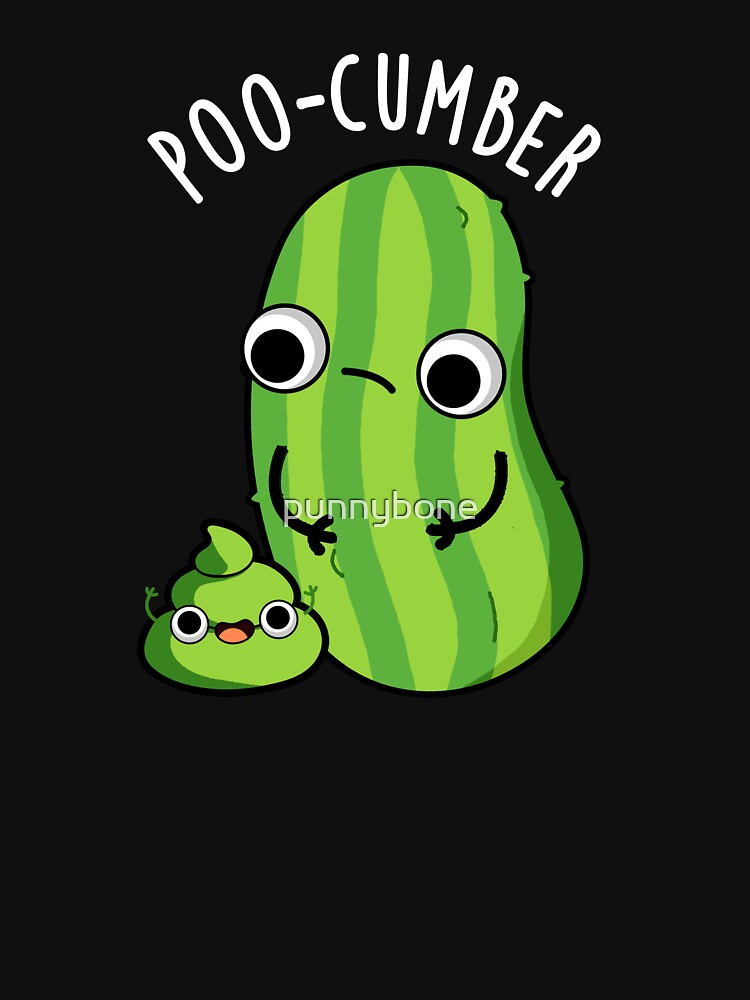 Poo-cumber Funny Cucumber Pun (Dark BG) by punnybone
