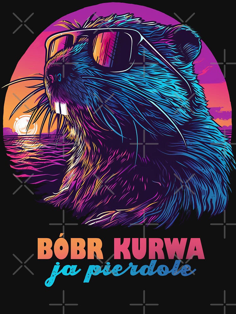 Synthwave Polish Beaver Meme Ja pierdole "Bobr Bober Kurwa" by TuuliTuule