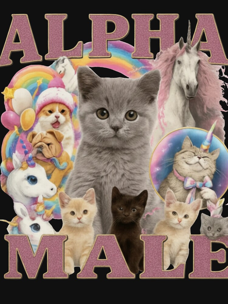 Alpha Male Funny Kitten Shirt, Funny Cat Meme Shirt, Boyfriend Gift, Father Gift, Unicorn Rainbow Tee, Cat Lover, Cat Gift, Cursed Cat Shirt by Lunafy Design