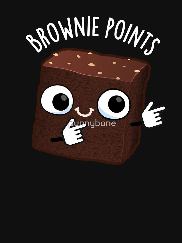 Brownie Points Funny Snack Pun (Dark BG) by punnybone