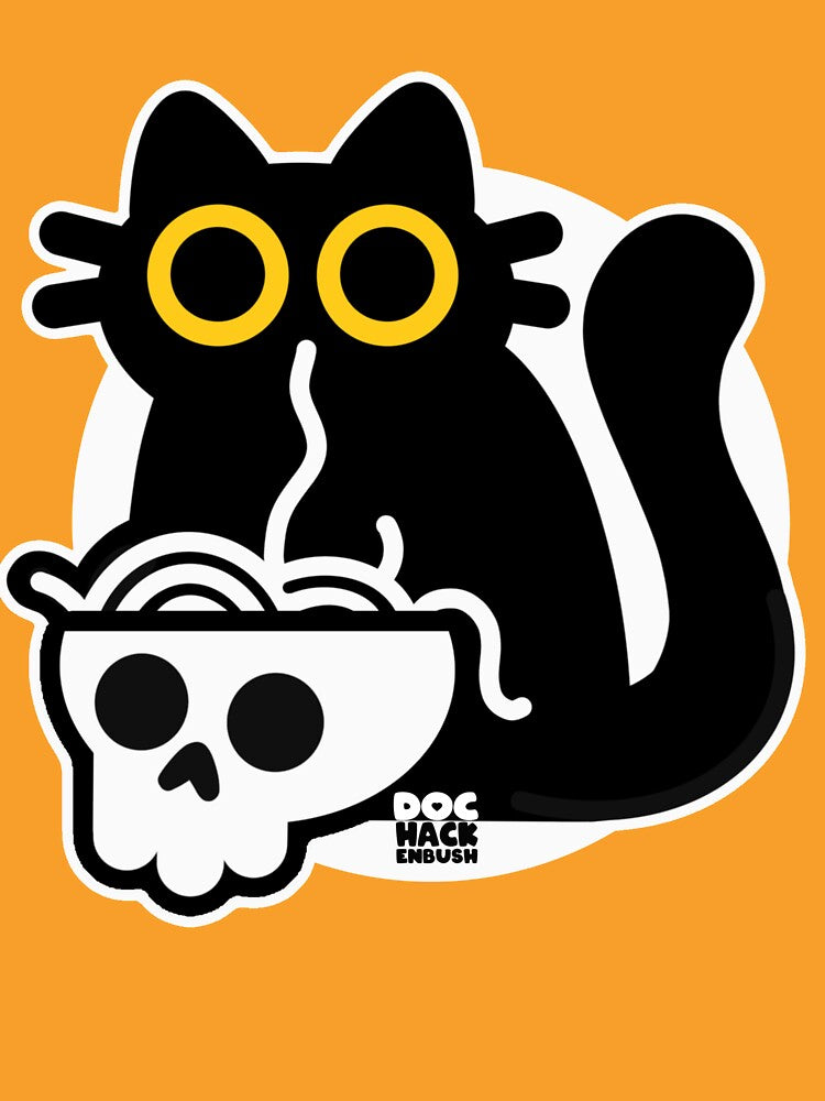 Skull Bowl Noodle Kitty by DocHackenbush