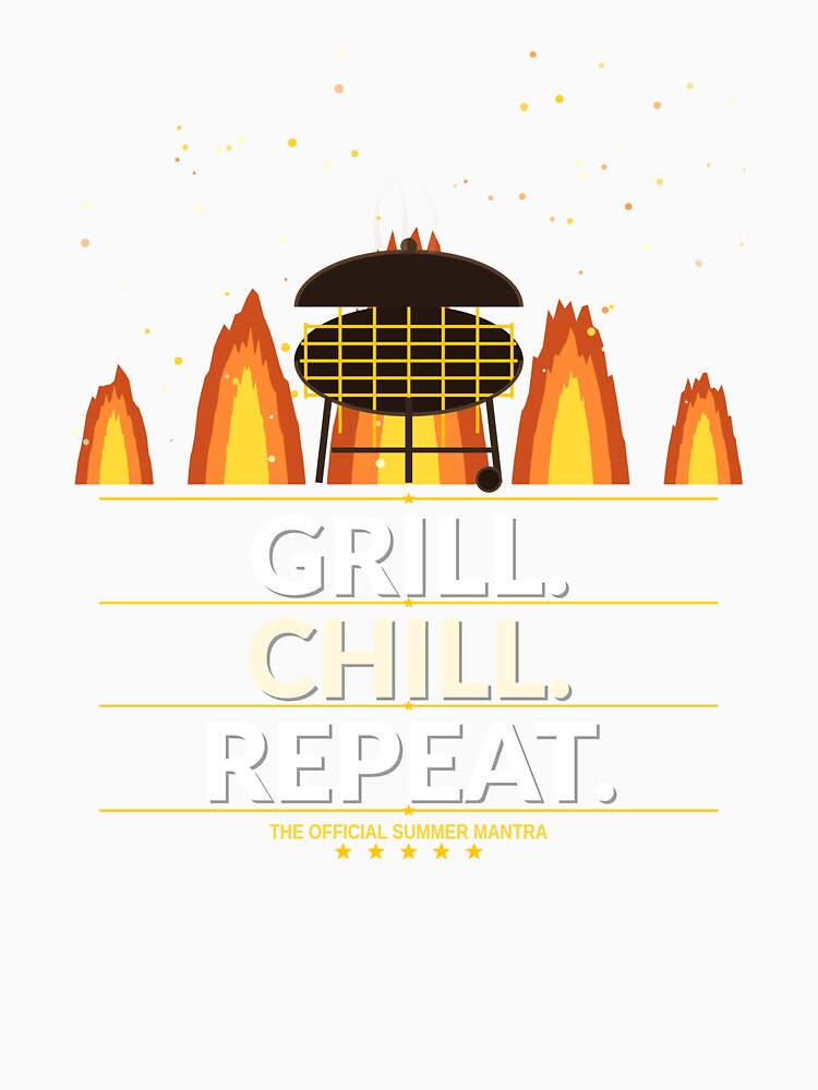Grill Chill Repeat Shirt | Funny Memorial Day BBQ Gift for Dad Grill Master Summer by Daily Mood Tees