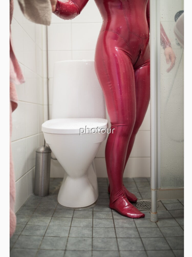 In the bathroom, in a catsuit by photour