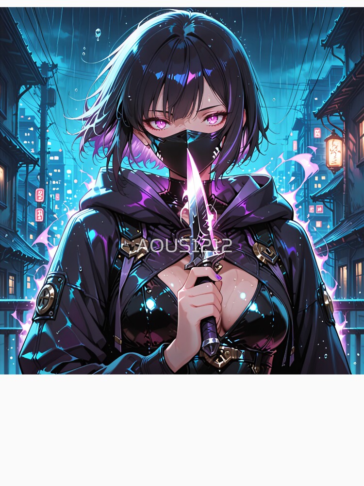Cyberpunk Anime Assassin Neon Night by AOUS1212