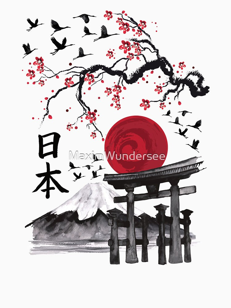 Japanese Art Japan Fuji Torii by MaximWundersee