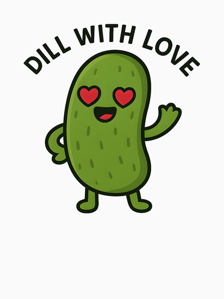 Dill With Love Funny Pickle Design – Cute Pickle With Heart Eyes, Valentine Pickle Lover Gift, Funny Food Meme by Basma Designs | Funny Shirts, Stickers & Mugs