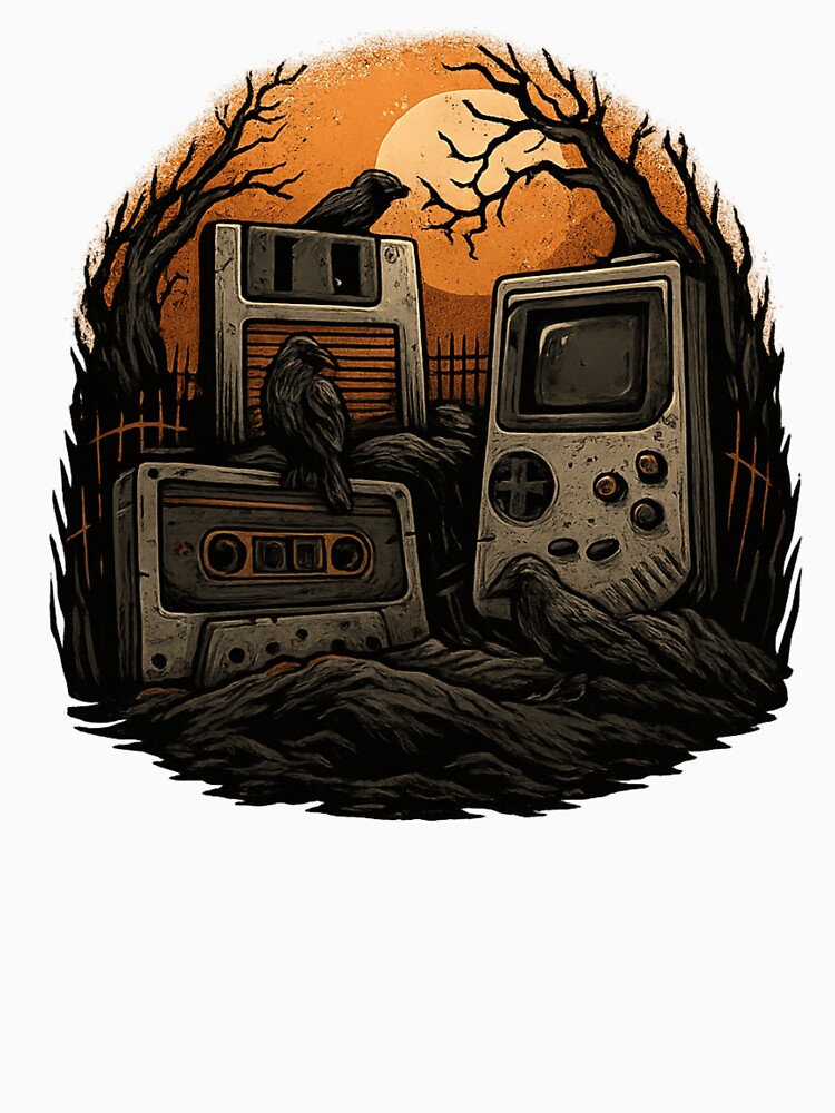 Retro Horror Graveyard | Cassette & GameBoy Gothic Halloween by haitrieuic96