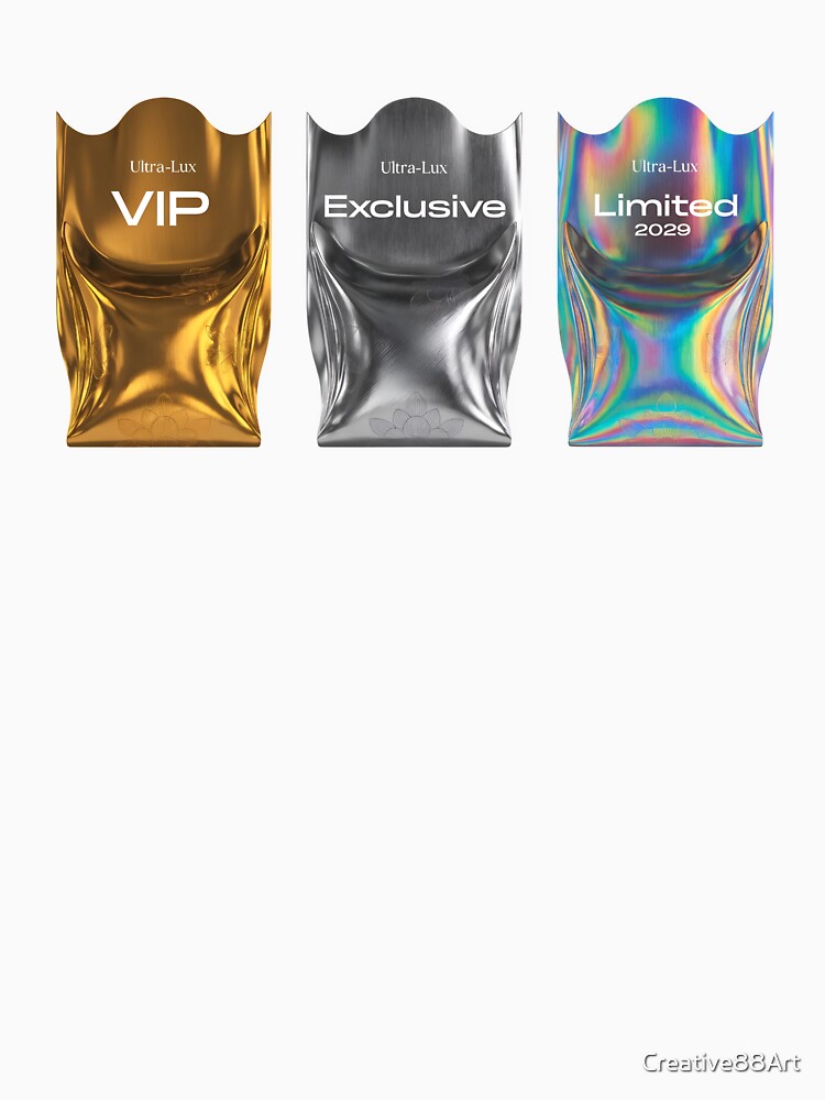 Three luxury VIP Exclusive Limited edition badges on transparent background by Creative88Art
