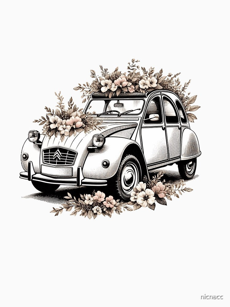 beautiful vintage citroen 2cv with flowers by nicnacc