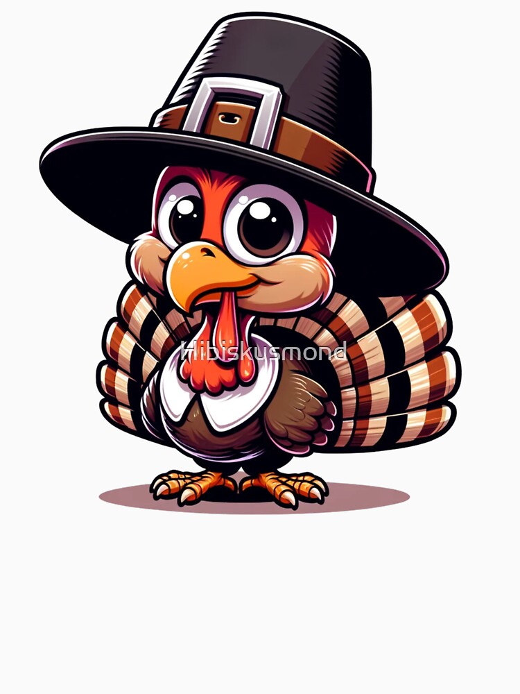 Little, cute Turkey with an Oversized Pilgrim Hat by Hibiskusmond