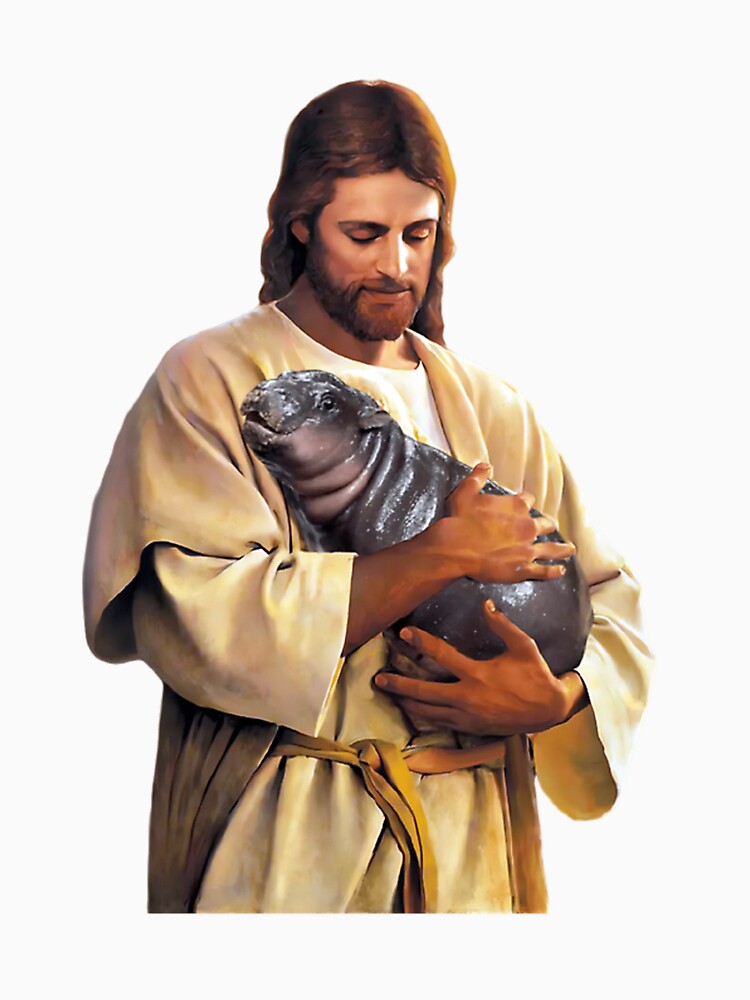 Jesus Carrying Moo Deng by BirdieErdman