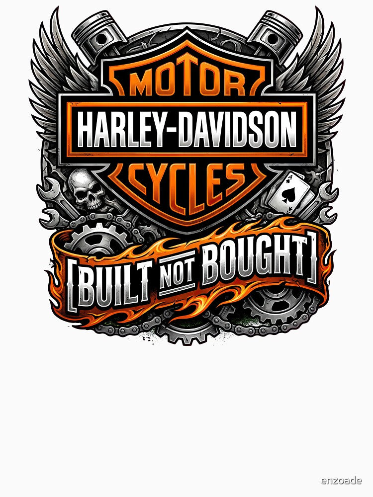 Harley Davidson Built Not Bought Vintage Custom Motorcycle Graphic by enzoade