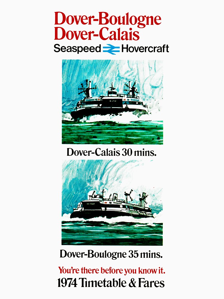 HOVERCRAFT TIMETABLE - DOVER to CALAIS 1974 by ThrowbackAds