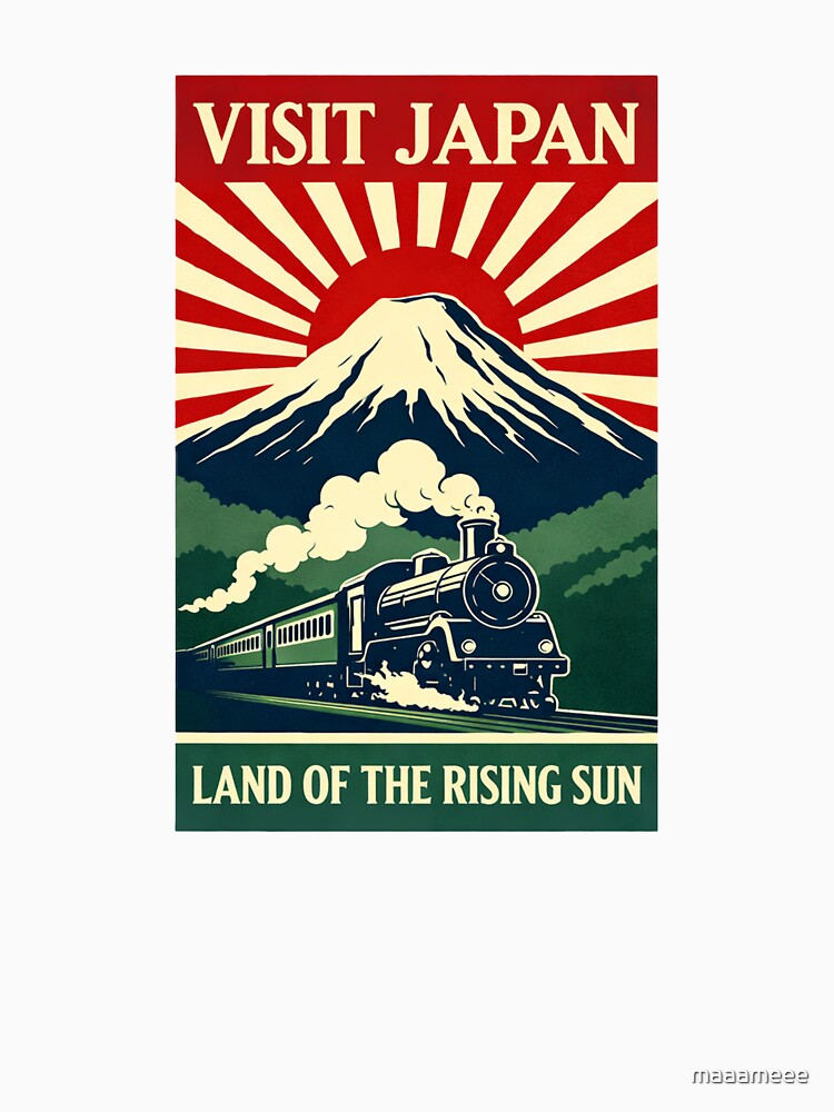 VISIT JAPAN Vintage Travel Poster | Mount Fuji Steam Train Retro Japanese Design by maaameee