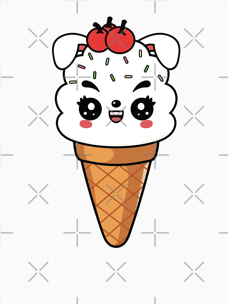 Kawaii Cute Dog Ice Cream – Adorable Puppy Dessert Illustration by MarshallStickerX