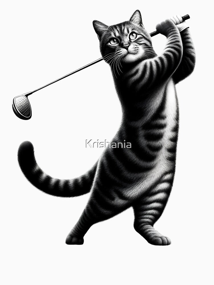 Vintage Cat Playing Golf Kitten Lover Golf Player Golfer by Kimberley King Art  King Art